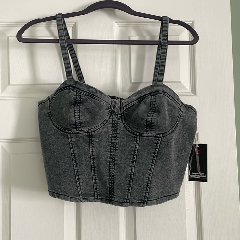 Black stretchy corset crop top